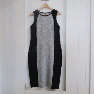 Athleta Cityscape Dress Medium Colorblock Bodycon Black Gray Ponte Knit